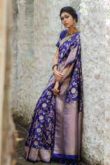 Blue Soft Banarasi Katan Silk Saree