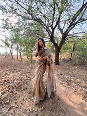 Brown Muga Pure Cotton Saree