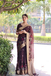 Resham Silk Brown Linen  Saree