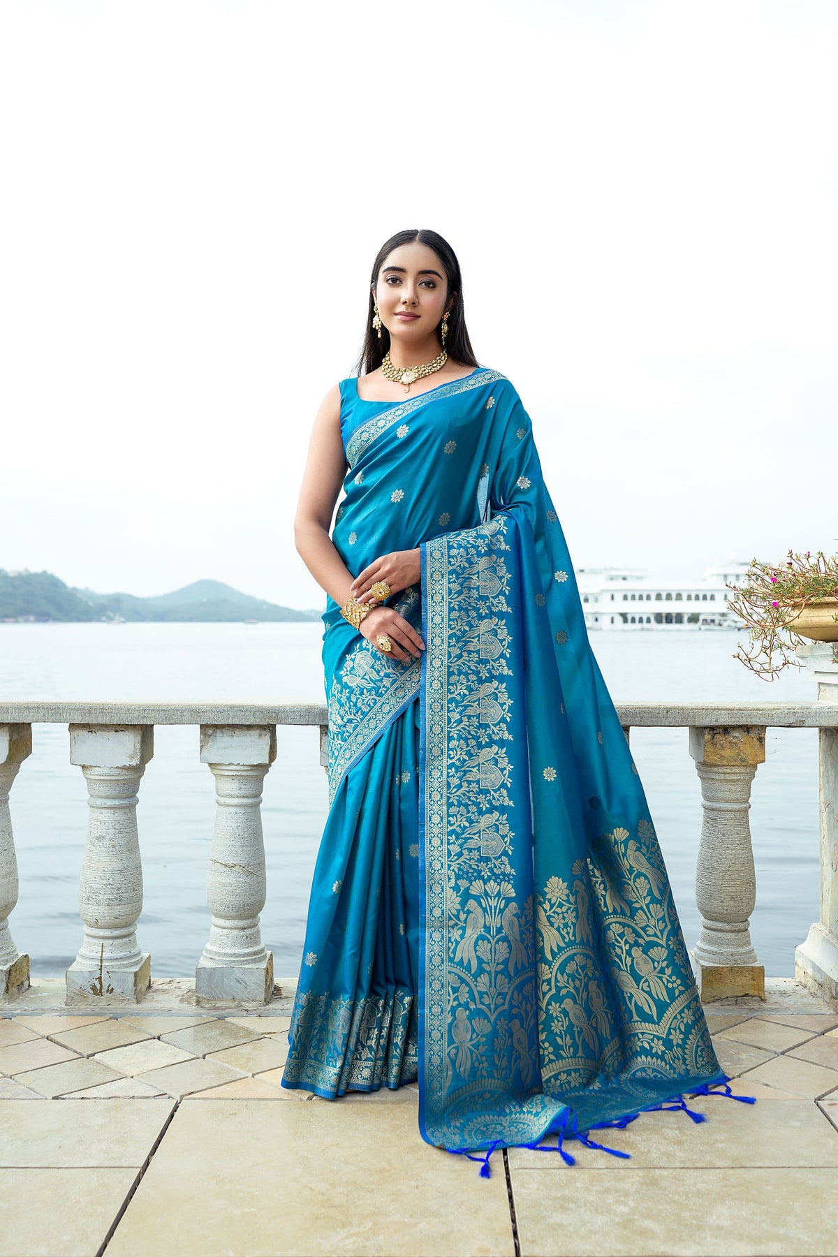 Blue Soft Silk Designer Saree