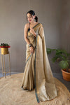 Bronze Color Soft Silk Saree with All-Over Zari Checks Weaving Design and Border | Running Unstitched Blouse Included.