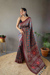 Blue Digital Print Semi Silk Saree with Soft Weaves