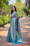 Blue Kanchipattu Silk Saree For Women