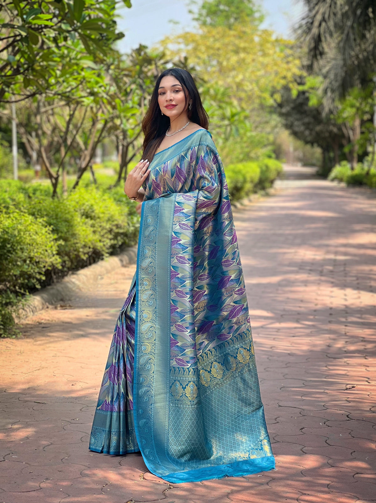 Blue Kanchipattu Silk Saree For Women