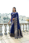 Dark Blue Soft Silk Designer Saree