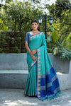 Rama Semi Tussar Silk Saree with Bandhani Butti Weaves