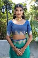 Rama Semi Tussar Silk Saree with Bandhani Butti Weaves