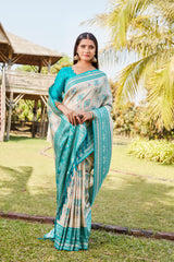 Luxurious Firoz Color Pure Kanjivaram Soft Silk Saree with Stunning Weaving Work | Rich Pallu & Weaving Border Blouse.