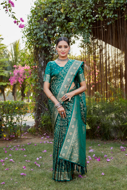 Green Kanjivaram Soft Satin Silk Saree For Women