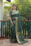 Elegant Green Handloom Silk Bandhej Patola Sarees with Kanchi Borders & Unstitched Blouse