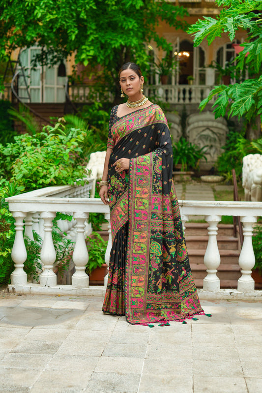 Green Color Designer Kashmiri Pashmina Silk Saree