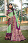 Green Handmade Bandhej Kanjivaram Silk Saree With Bandhej Design