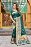 Premium Green Bandhej Paithani Silk Saree – High Quality, Stylish Design with Zari Weaving, Paithani Border, Rich Pallu, and Matching Blouse.