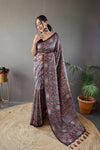 Gray Digital Print Semi Silk Saree with Soft Weaves