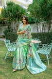 Pink Moss Chiffon Saree with Foil Print