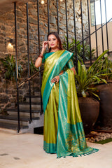 Green Soft Tissue Silk Heavy Design Saree