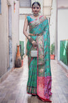 Green Patola Silk Saree with Meenakari Weaving