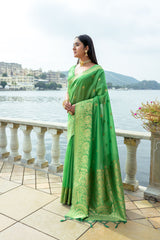 Green Soft Silk Saree For Women