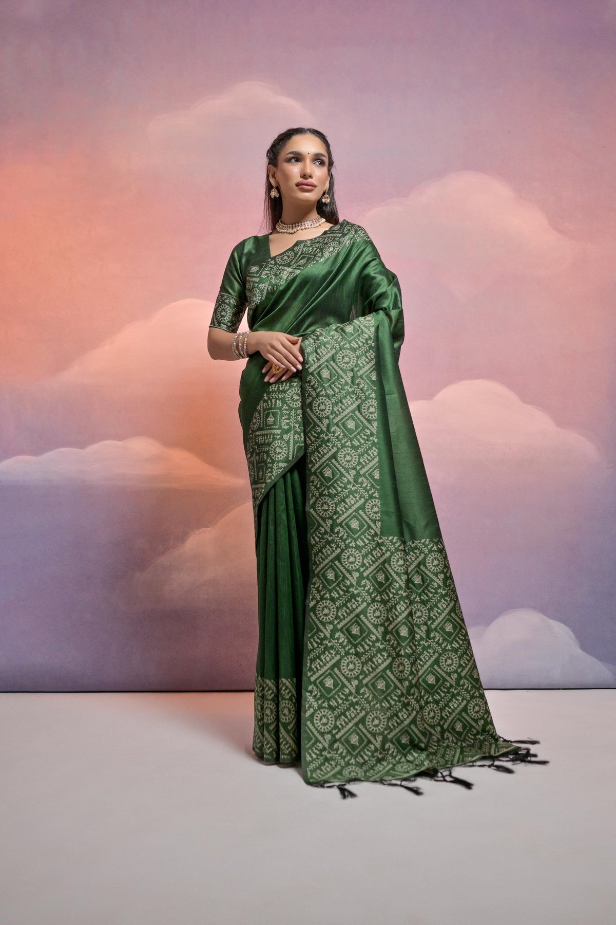 Green Bangalore Handloom Raw Silk Saree For Women