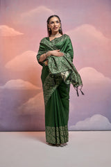 Green Bangalore Handloom Raw Silk Saree For Women