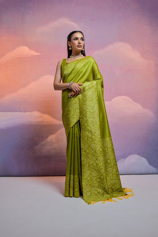 Mehendi Bangalore Handloom Raw Silk Saree For Women