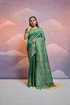 Pista Bangalore Handloom Raw Silk Saree For Women