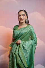 Pista Bangalore Handloom Raw Silk Saree For Women