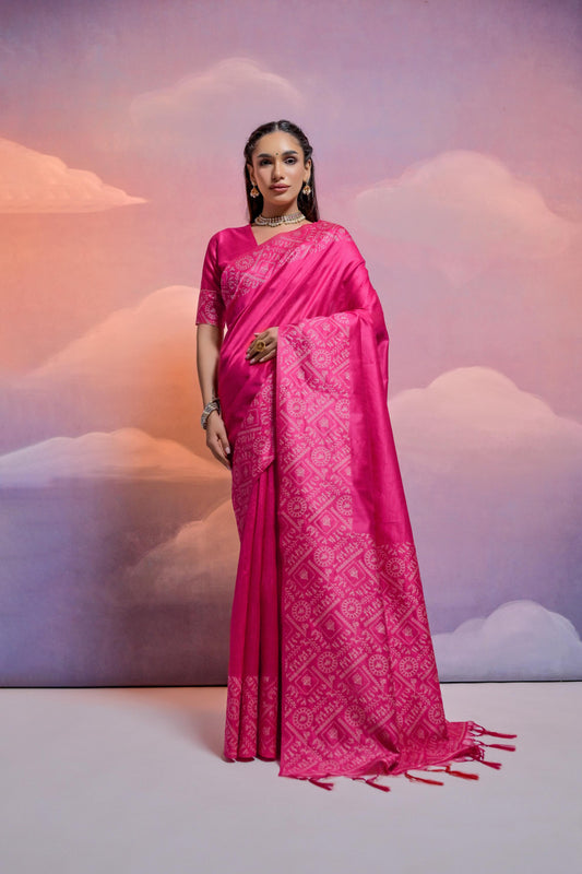 Rani Bangalore Handloom Raw Silk Saree For Women