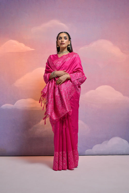 Rani Bangalore Handloom Raw Silk Saree For Women