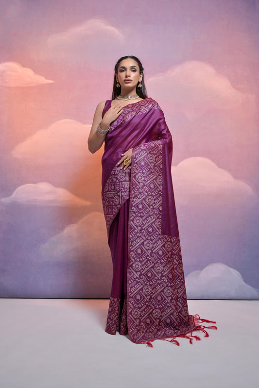 Wine Bangalore Handloom Raw Silk Saree For Women