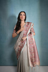 Sea Green Cotton Silk Saree with Flower Checks