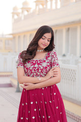 Trendsetting Pink Color Gown with Coding Sequins Embroidery - Faux Blooming Fabric | Aspirational Women's Fashion.