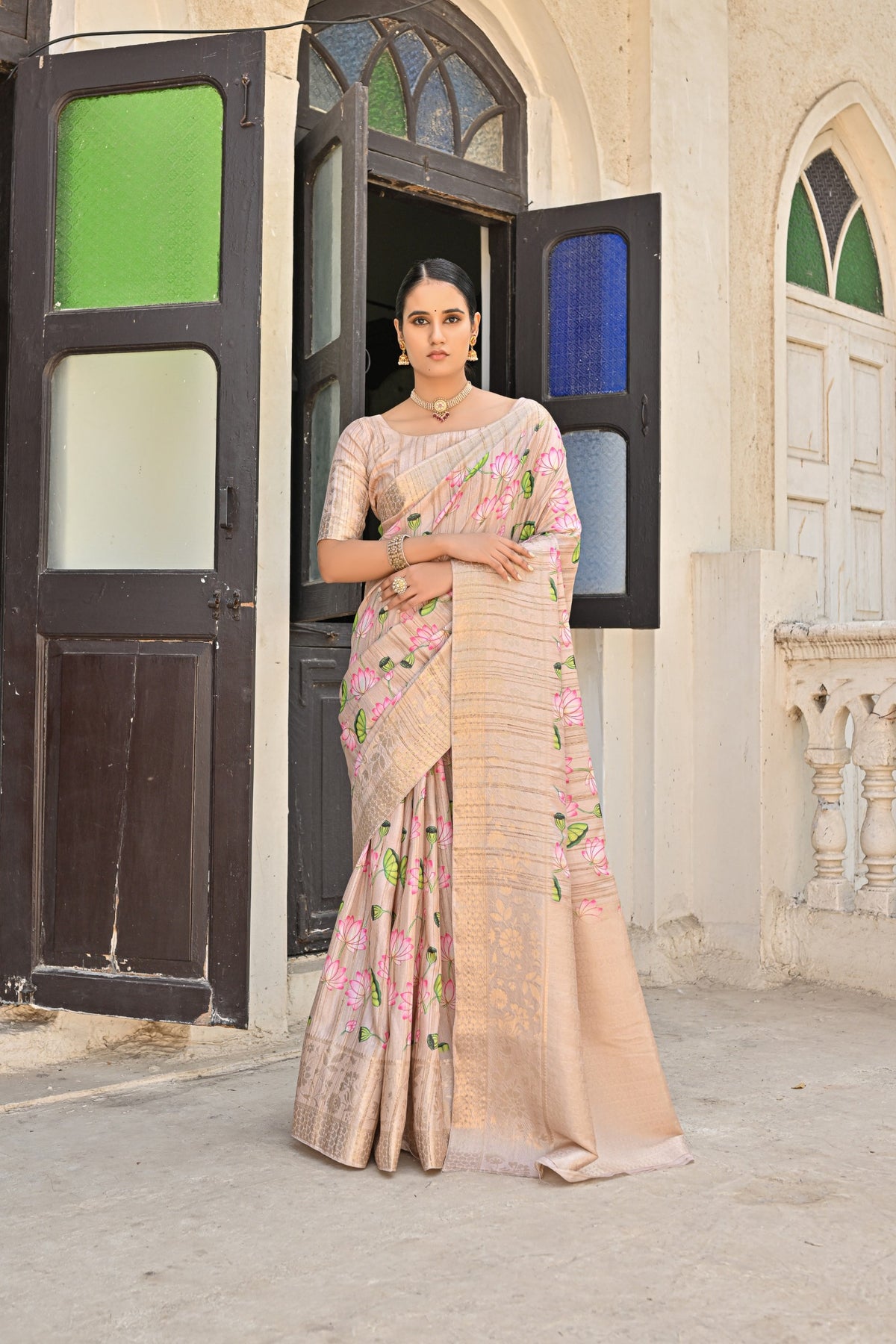 Chikoo Soft Cotton Sarees