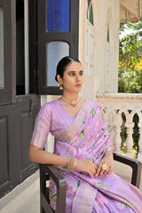 Purple Soft Cotton Silk Sarees