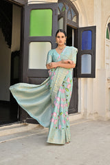 Sea Green Soft Cotton Silk Sarees