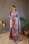 Lavender Pure Soft Paithani Silk Saree