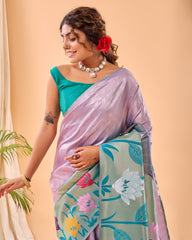 Lavender Color Paithani Silk