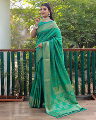 Elegant Light Green Handloom Silk Bandhej Patola Sarees with Kanchi Borders & Unstitched Blouse.