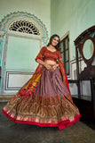 Orange Color Kashmiri Print Tussar Silk Lehenga Choli