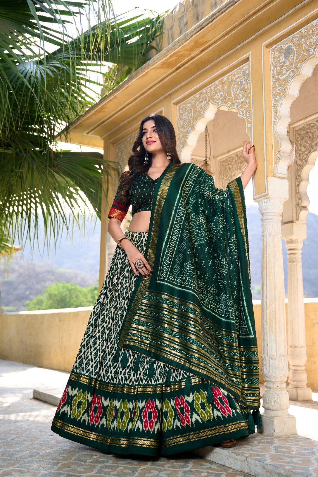 Green Color Tussar Silk Lehenga Choli