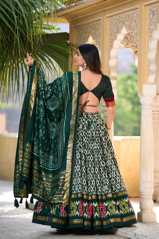 Green Color Tussar Silk Lehenga Choli