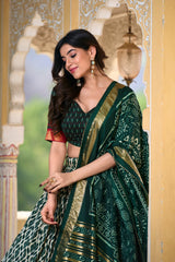 Green Color Tussar Silk Lehenga Choli