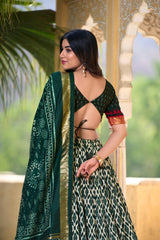 Green Color Tussar Silk Lehenga Choli