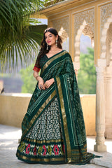 Green Color Tussar Silk Lehenga Choli