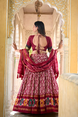 Maroon Color Tussar Silk Lehenga Choli