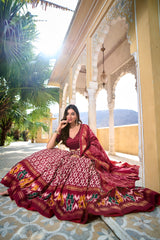 Maroon Color Tussar Silk Lehenga Choli