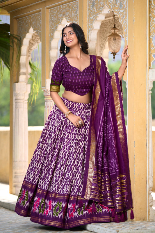 Purple Color Tussar Silk Lehenga Choli