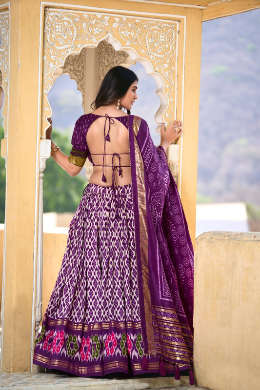 Purple Color Tussar Silk Lehenga Choli