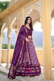 Purple Color Tussar Silk Lehenga Choli