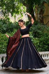 Black Color Printed Pure Cotton Lehenga Choli